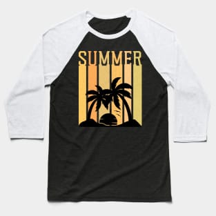 Summer Retro Palm Tree Beach Baseball T-Shirt